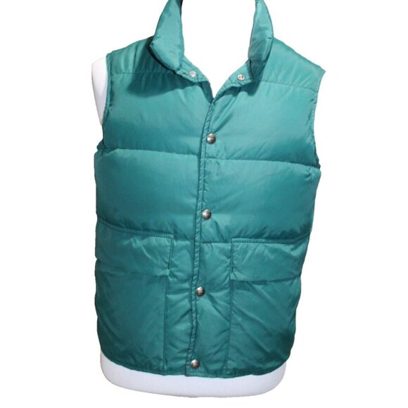 Vintage Woolrich Goose DOWN 80s Fall Winter Hunting HTF Teal Blue Vest Jacket S - Picture 1 of 7